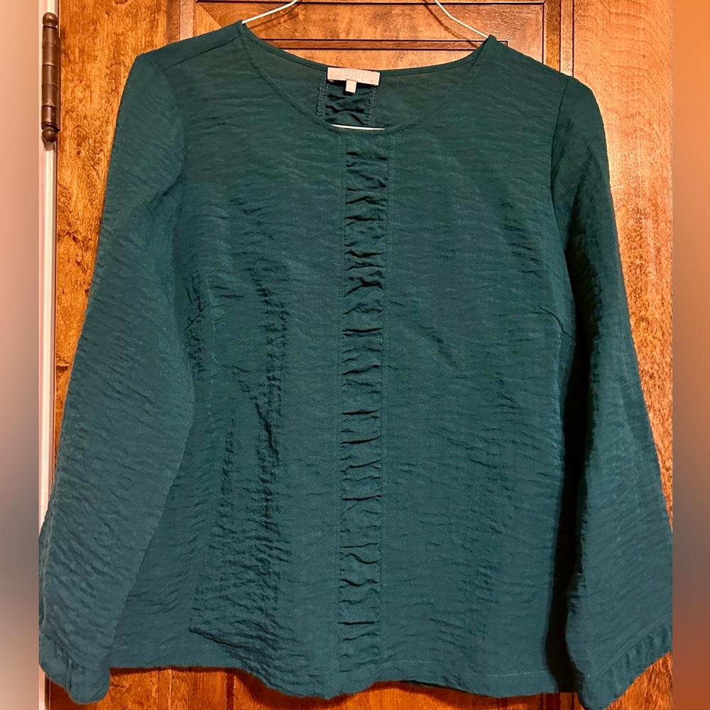 Habitat Teal Ruffle-Front Long Sleeve Top